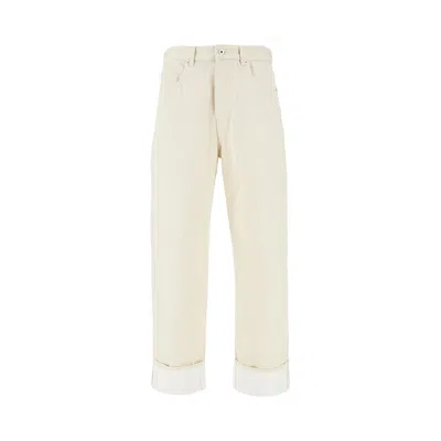 Bottega Veneta Stone Washed Jeans With Cuffs In White