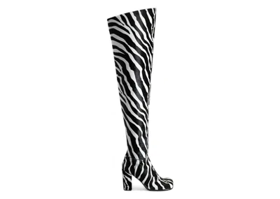 Pre-owned Bottega Veneta Storm Thigh High Boots (women's) Sneakers In White/black