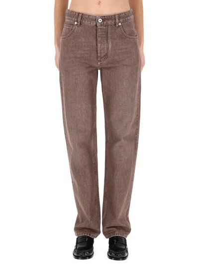 Bottega Veneta Straight Denim Jeans In Brown
