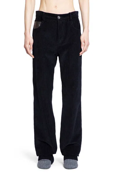 Bottega Veneta Women Velvet Straight Trousers In Blue