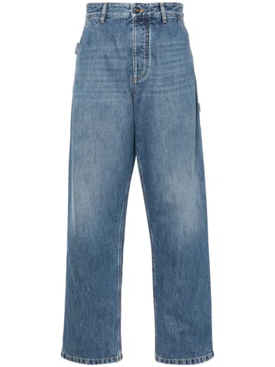 Bottega Veneta Blue Denim-effect Leather Trousers
