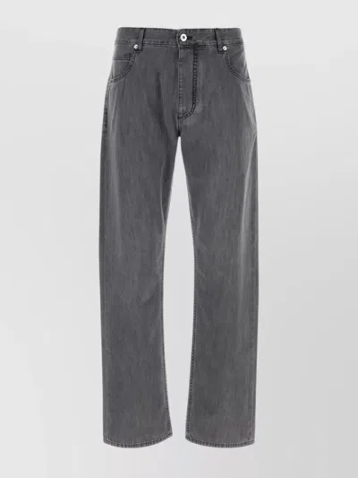 Bottega Veneta Straight Leg Denim Trousers With Belt Loops In Black
