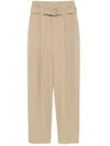 Bottega Veneta Gabardine Trousers With Belt In Neutrals