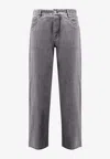 Bottega Veneta Straight-leg Washed-out Jeans In Gray