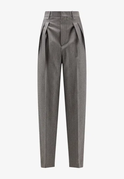 Bottega Veneta Straight-leg Wool Pants In Beige