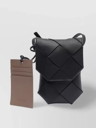 Bottega Veneta Strap Adaptable Woven Messenger Bag In Black