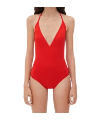 Bottega Veneta Strap-up One-piece Swimsuit In Red