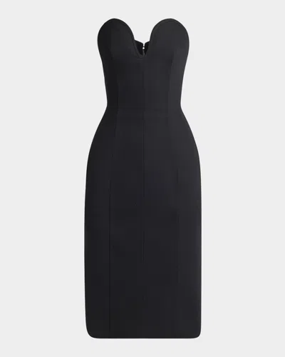 Bottega Veneta Strapless Compact Wool Waisted Buster Dress In Black