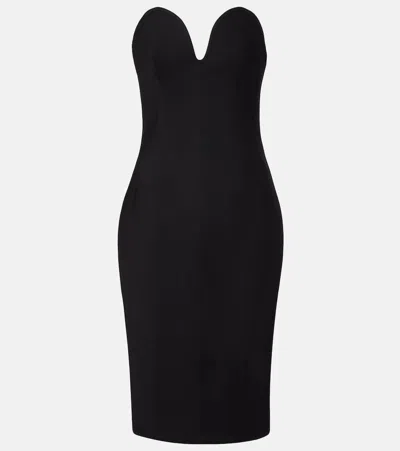 Bottega Veneta Strapless Wool Midi Dress In Black