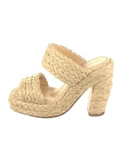 Pre-owned Bottega Veneta Straw Braided Accents Espadrilles In Neutral