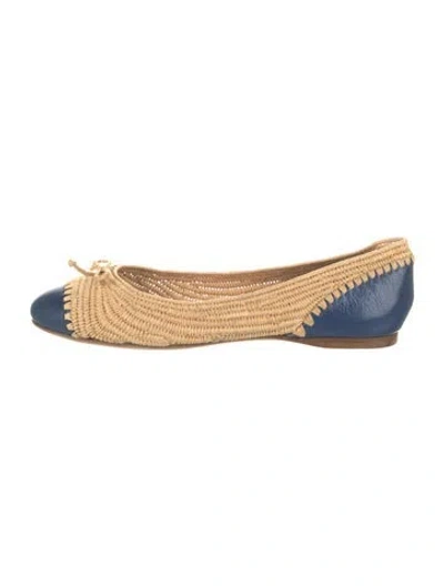 Pre-owned Bottega Veneta Straw Colorblock Pattern Ballet Flats In Neutral