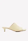 Bottega Veneta Yellow Stretch 40 Leather Mules In Beige