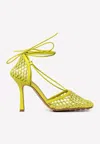 Bottega Veneta Stretch 90 Sandals In Mesh And Leather In Kiwi
