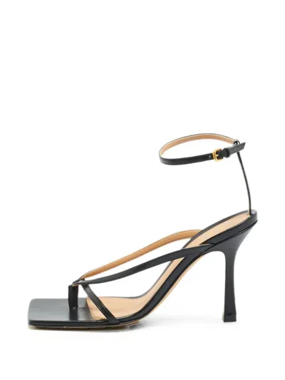 Pre-owned Bottega Veneta Stretch Ankle-strap Heeled Sandals In Black