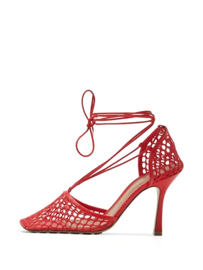Pre-owned Bottega Veneta Stretch Ankle-wrap Pumps In Red