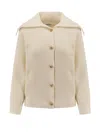 Bottega Veneta Women Cream Stretch Cotton Blend Cardigan In White