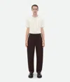 Bottega Veneta Stretch Cotton Tapered Trousers In Brown