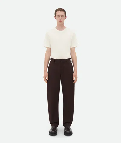 Bottega Veneta Stretch Cotton Tapered Trousers In Brown