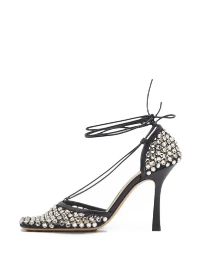 Pre-owned Bottega Veneta Stretch Crystal-embellished Pumps In Black