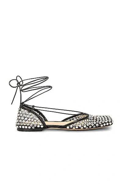 Bottega Veneta Stretch Flat In Black & Crystal
