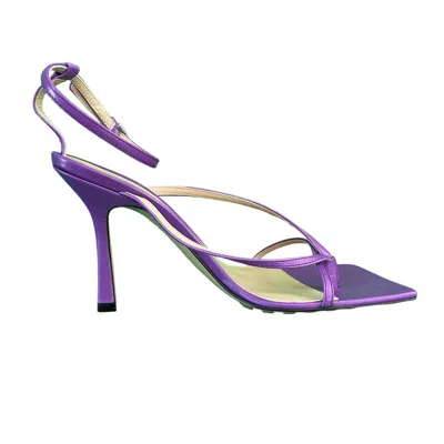 Pre-owned Bottega Veneta Stretch Heels Shoes Purple Leather Sandals 608835 Many Sizes