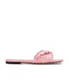 Bottega Veneta Flat Sandals With Woven Raffia Band In Pink