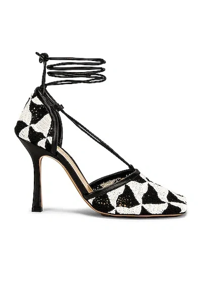 Bottega Veneta Phantom Crochet Stretch Lace-up Sandals In String,black