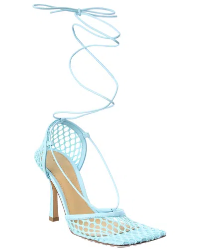 Bottega Veneta Stretch Leather Ankle Wrap Sandal In Blue