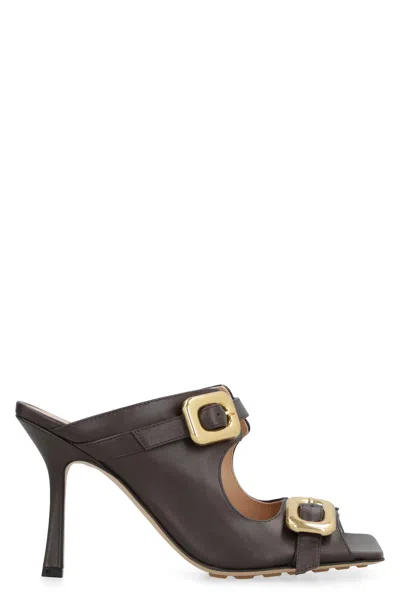 Bottega Veneta Brown Stretch Leather Flat Sandals For Women