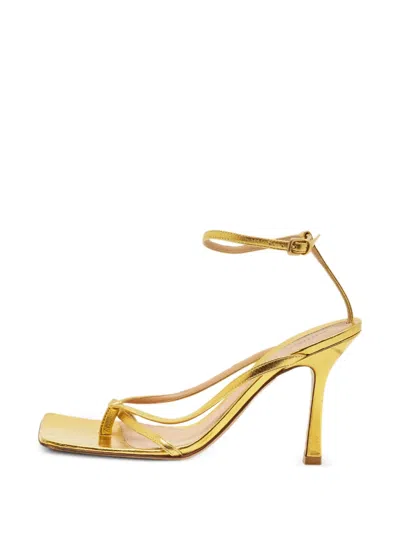 Pre-owned Bottega Veneta Stretch Leather Heeled Sandals In Gold