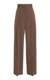 Bottega Veneta Stretch Melange Wool Straight-leg Pants In Brown