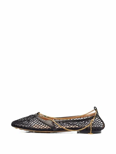 Pre-owned Bottega Veneta Stretch Mesh Ballet Flats In Black