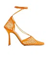 Bottega Veneta Stretch Mesh Sandals In Orange