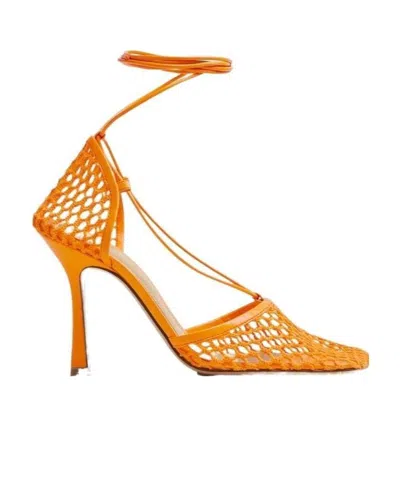 Bottega Veneta Stretch Mesh Sandals In Orange