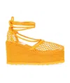 Bottega Veneta Orange Sporty Web Wedge Espadrilles In Orange