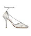 Bottega Veneta Stretch Metallic Leather Sandals In White