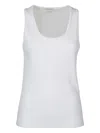 Bottega Veneta Sleeveless Fitted Ribbed Top With Scoop Neckline In White