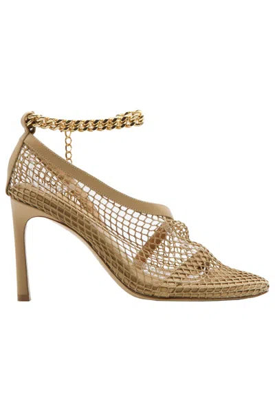 Bottega Veneta Stretch Sandals In Leather And Mesh In Beige