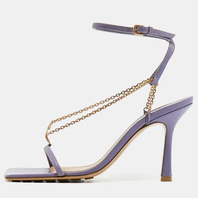 Pre-owned Bottega Veneta Stretch Size 36 Purple Leather Chain Stretch Ankle Strap Sandals