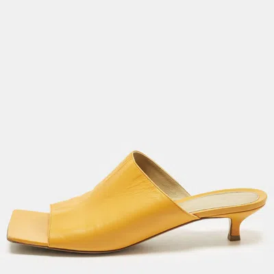 Pre-owned Bottega Veneta Stretch Size 40 Orange Leather Slide Sandals