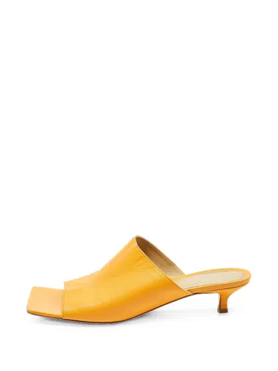 Pre-owned Bottega Veneta Stretch Square-toe Sandals In Orange