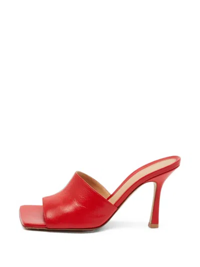 Pre-owned Bottega Veneta Stretch Square-toe Sandals In Red