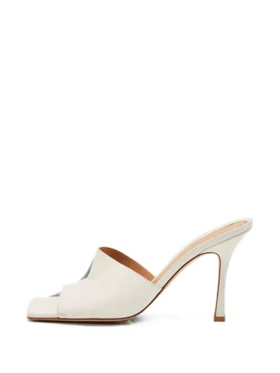 Pre-owned Bottega Veneta Stretch Square-toe Sandals In White