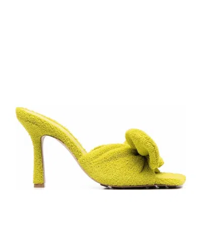 Bottega Veneta Stretch Towel Bow-embellished Sandals In Yellow