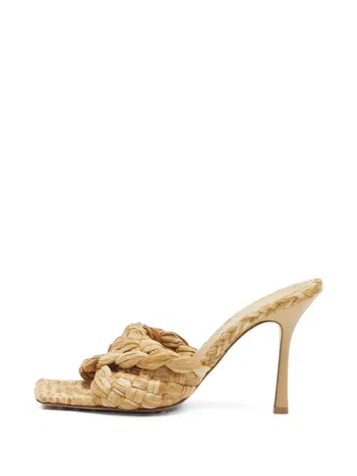Pre-owned Bottega Veneta Stretch Twisted Intrecciato Slide Sandals In Neutrals