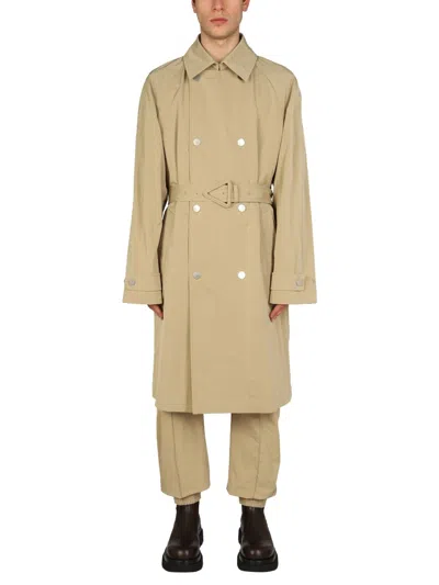 Bottega Veneta Stretch Washed Nylon Trench Coat In Sand