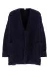 Bottega Veneta V-neck Oversize Wool Blend Cardigan In Blue