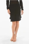 Bottega Veneta Stretched Wool Godets Miniskirt With Waist Drawstring