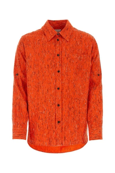 Bottega Veneta Strip Patterned Sleeved Shirt In Orange