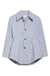 Bottega Veneta Stripe Cotton Blend Jacket In Chalk/admiral/navy
